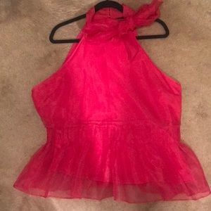 New York & Company Organza Tank with bow tie at neck, peplum detail. NWT